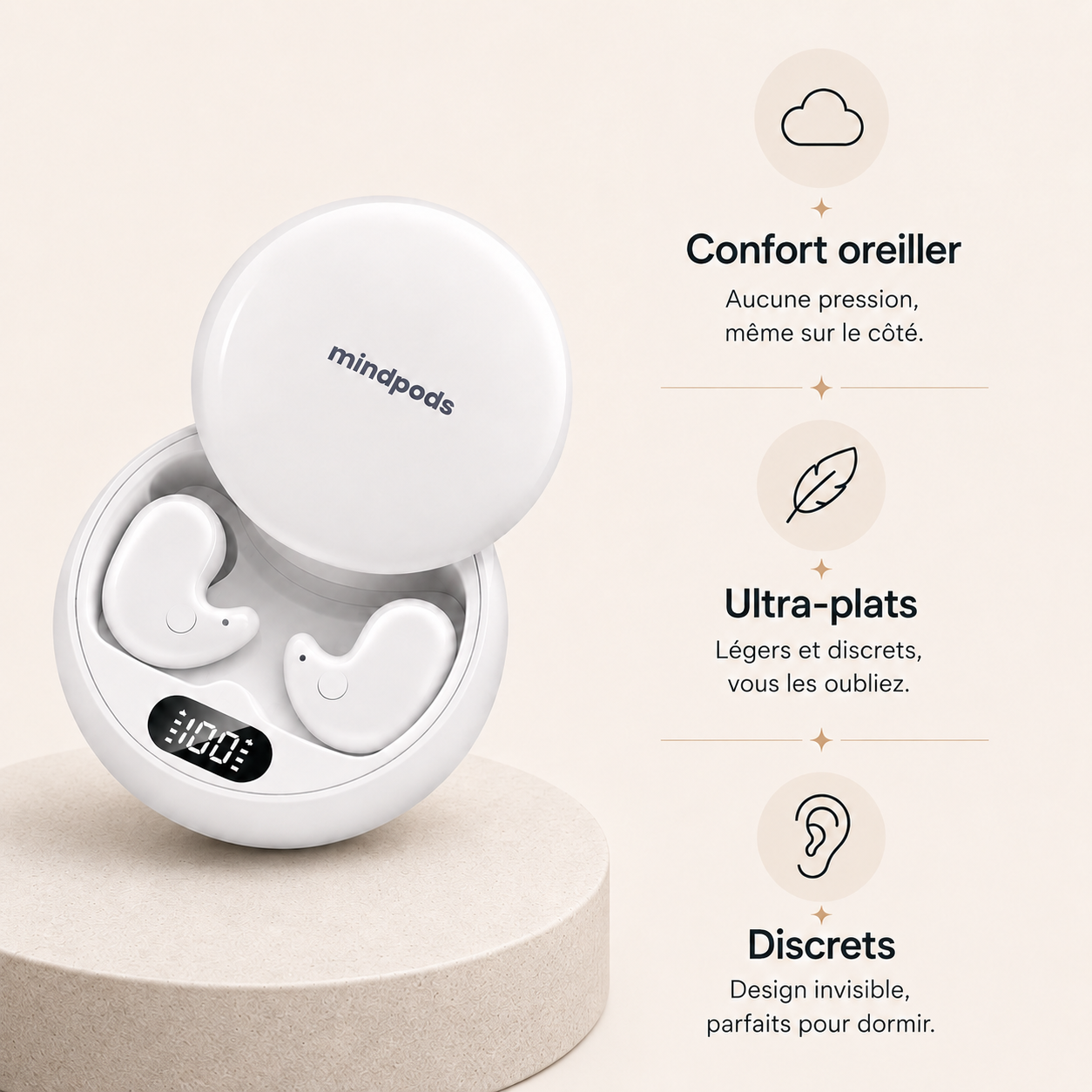 MindPods™ - Les écouteurs invisibles, légers et sans aucune gêne.
